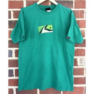 Rusty Shirt Mens Large Green Surf Logo Graphic Tee T-Shirt Back Hit Streetwear